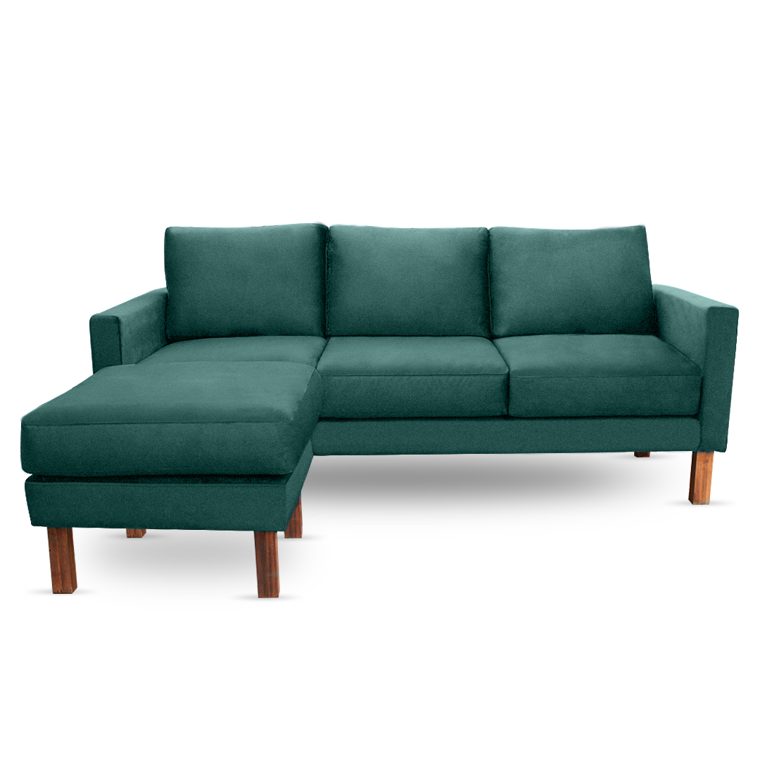 Zen Livon Chill Zone Three Seater Velvet Sofa with Ottoman