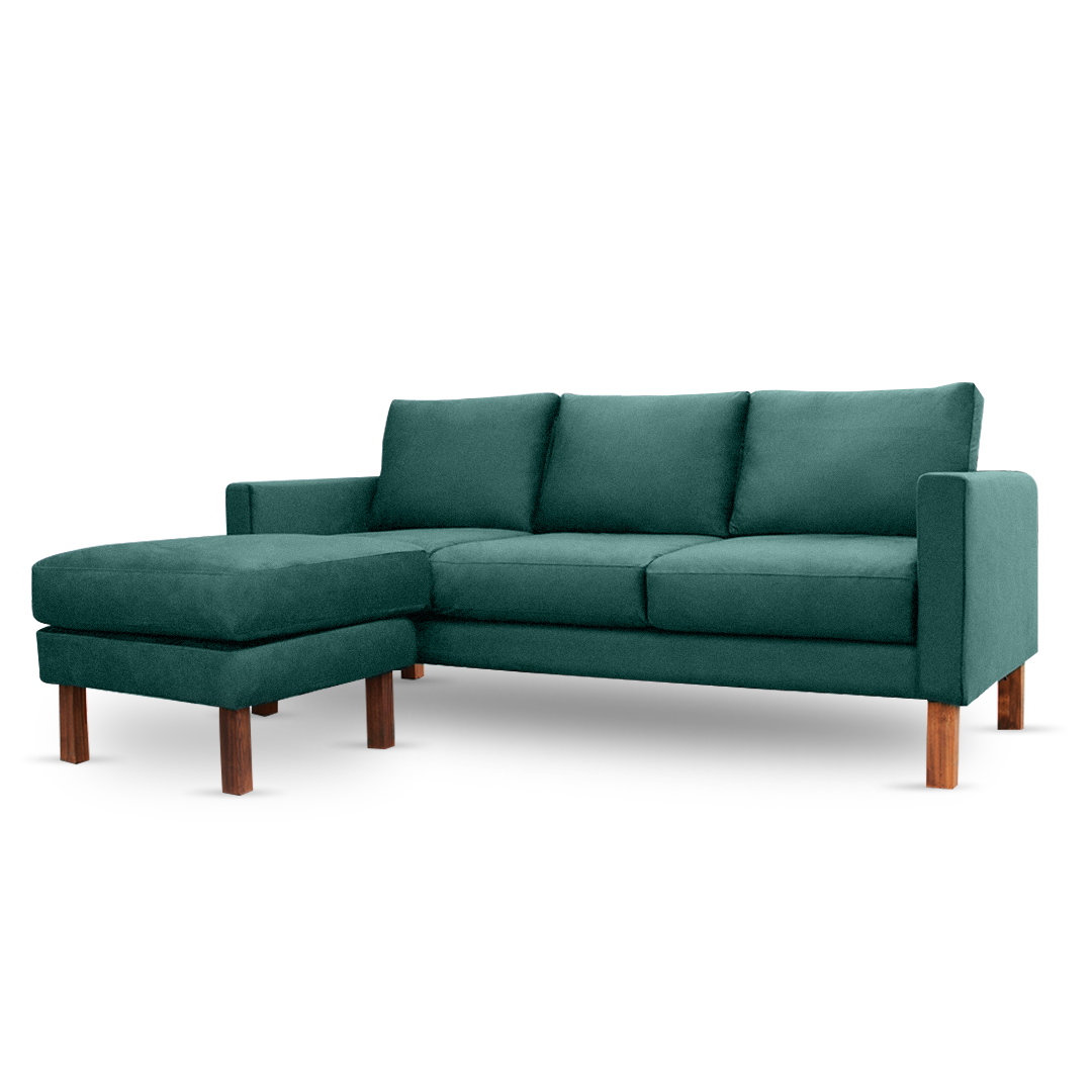 Zen Livon Chill Zone Three Seater Velvet Sofa with Ottoman