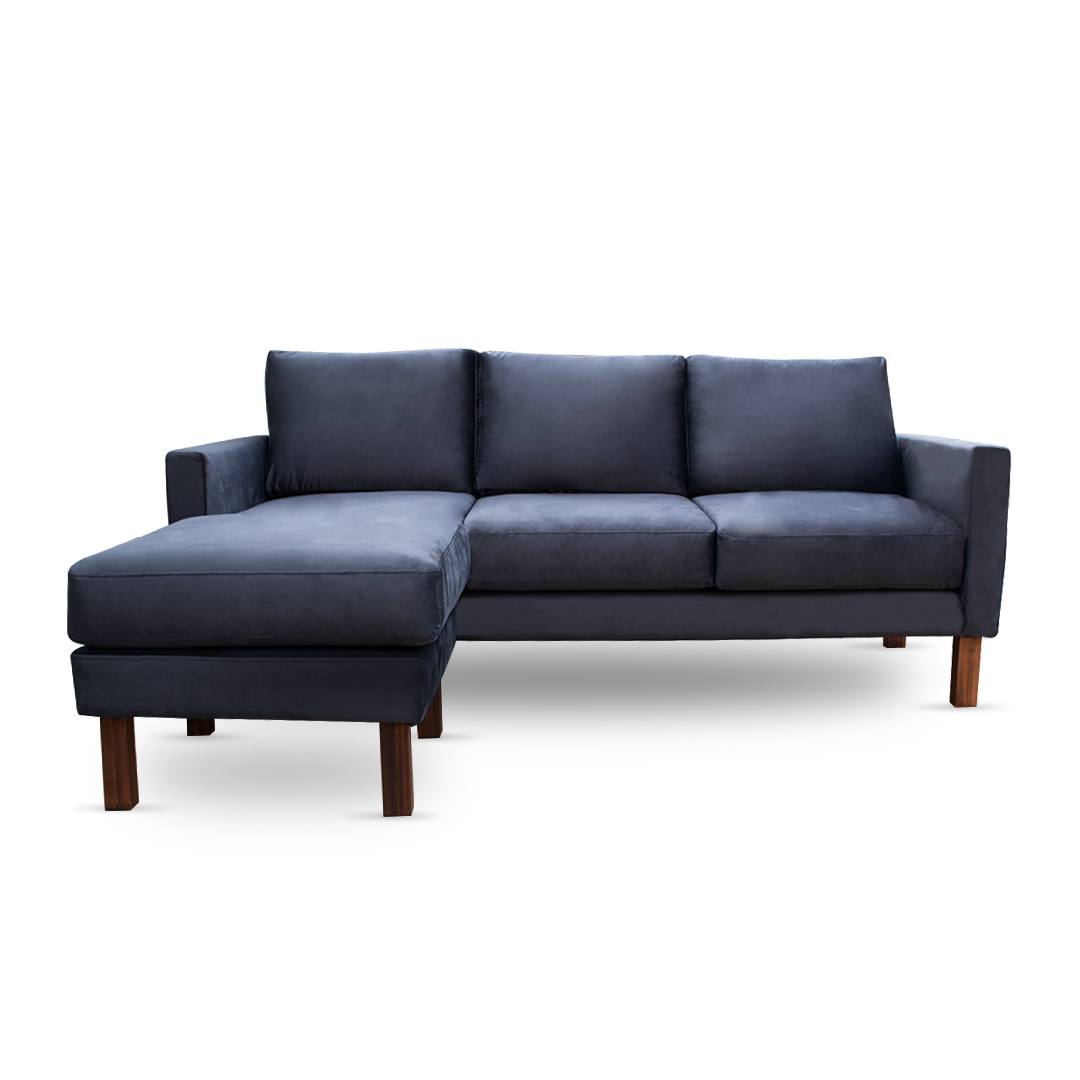 Zen Livon Chill Zone Three Seater Velvet Sofa with Ottoman